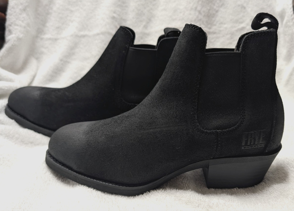 FRYE Supply sz 7.5 Chelsea Ankle Boots steel toe black safety euc